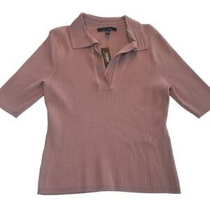 NWT White House Black Market Crochet Collar pullover mauve Clean Girl size XL